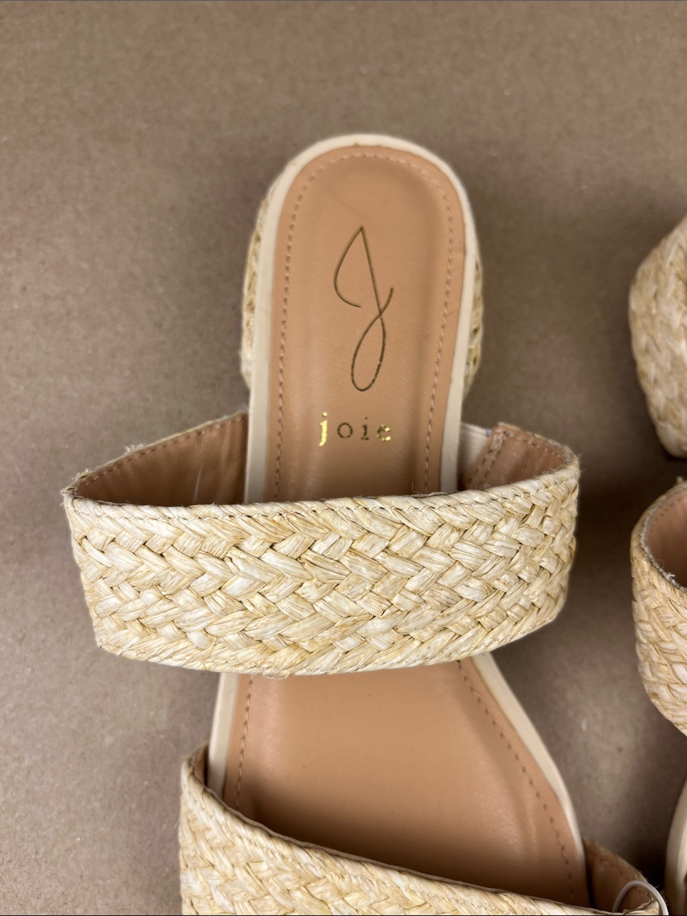 Joie Natural Raffia Woven Double Strap Flat Slide Sandals Size 9 NWOT - Picture 5 of 6